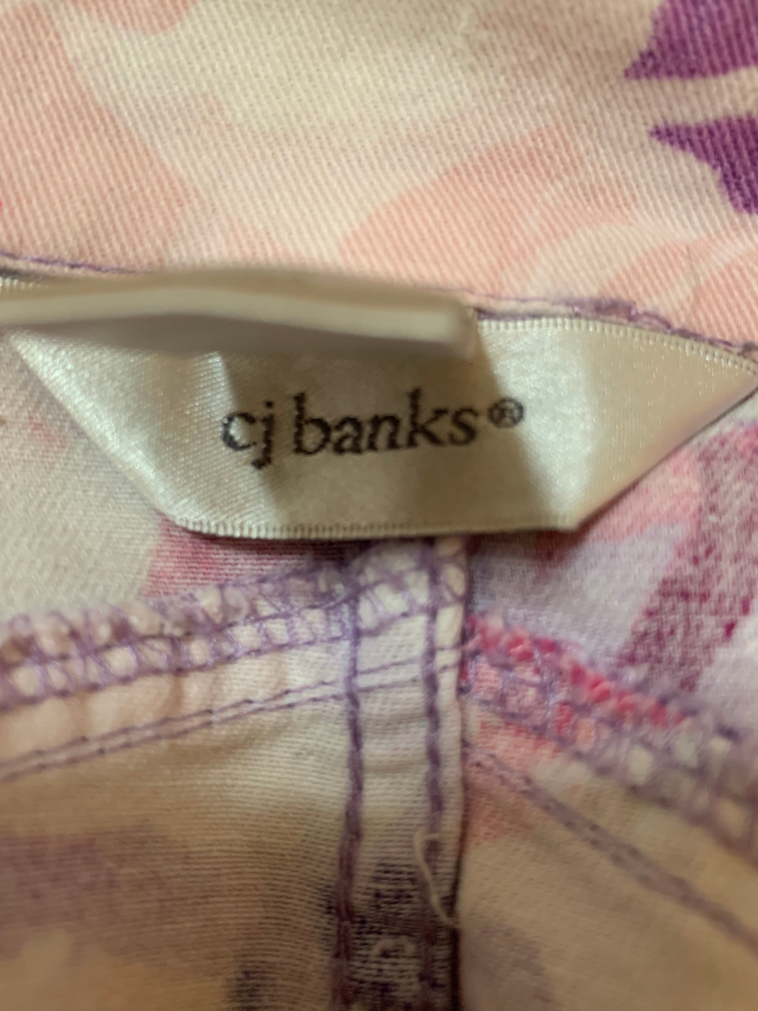 Size 2X CJ Banks Multi Colored White Jean Jacket