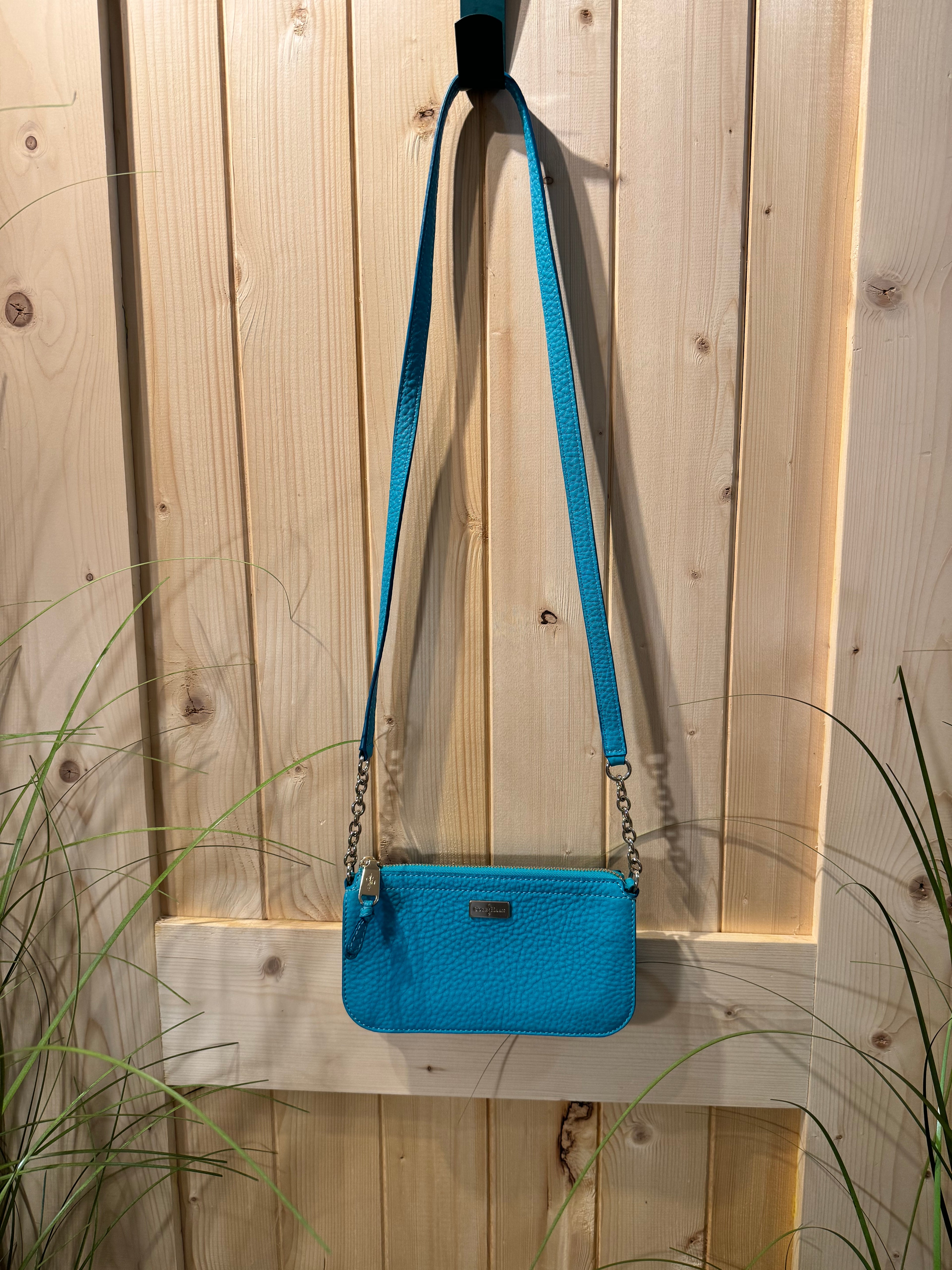 Cole Hann Turquoise and Chain small Across the Body Purse