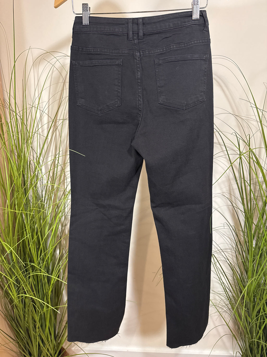 Oat New York Black Jeans-embellished rhinestone stripes