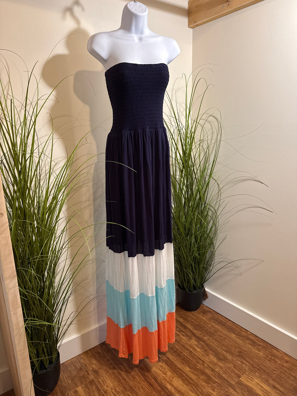 Colour Block Maxi Tube Dress