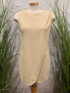 Size M Vintage Wool Blend Marissa Minicucci Light Cream Striped Texture 3 Piece Pant Suit
