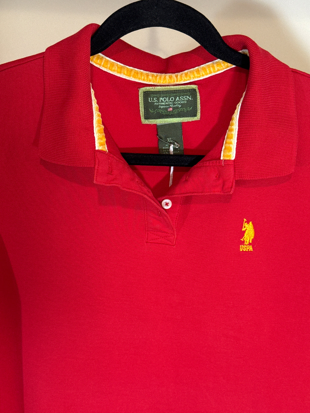 US Polo Association, red and yellow polo shirt