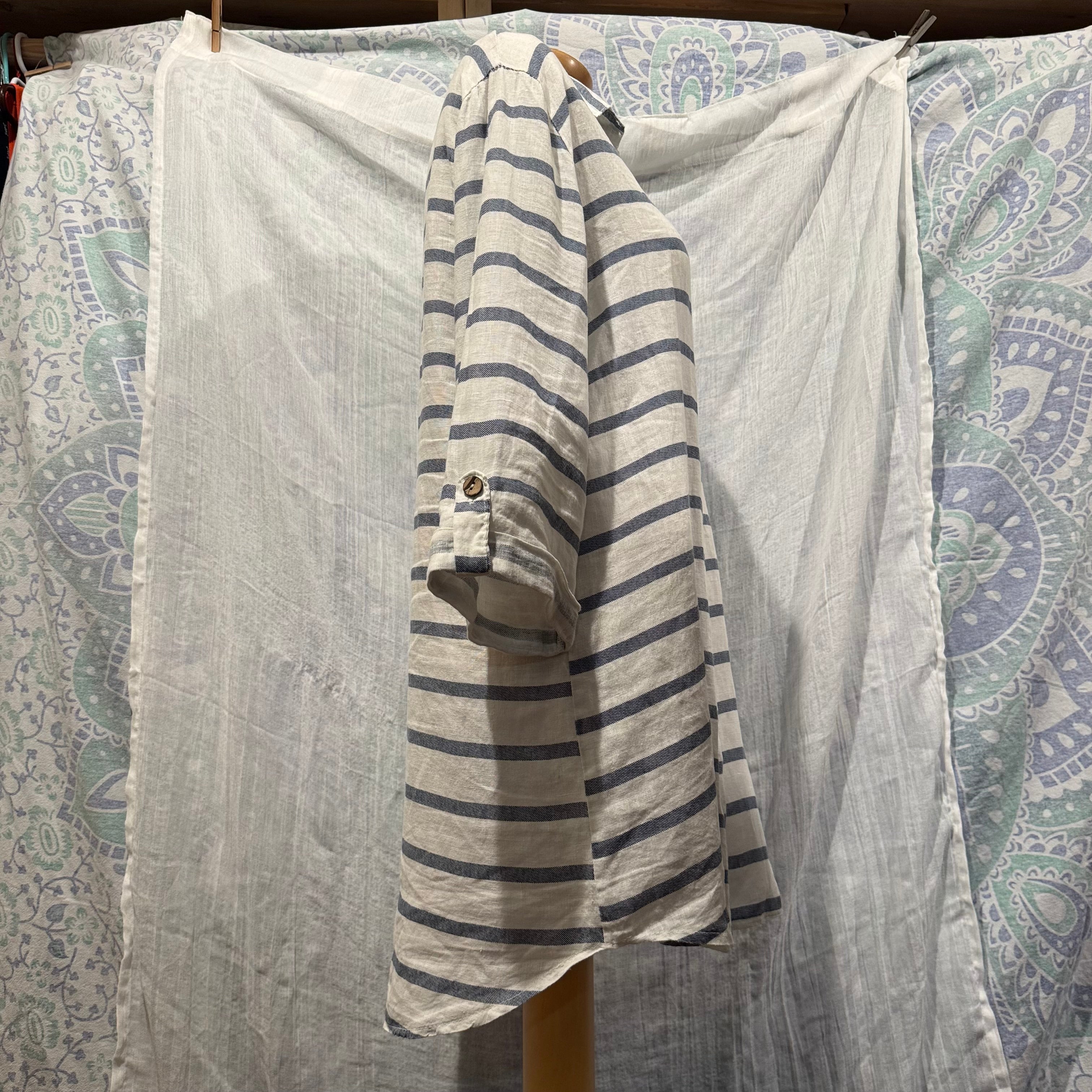 Size L 100% Linen Viola Borghi Made in Italy Button Up Dress