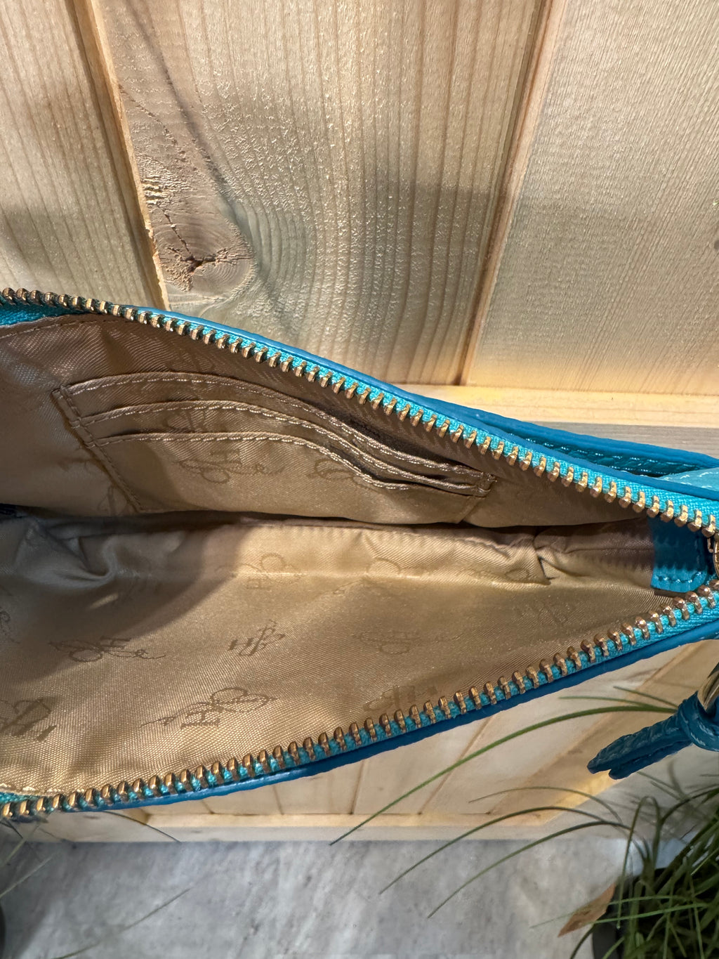 Cole Hann Turquoise and Chain small Across the Body Purse