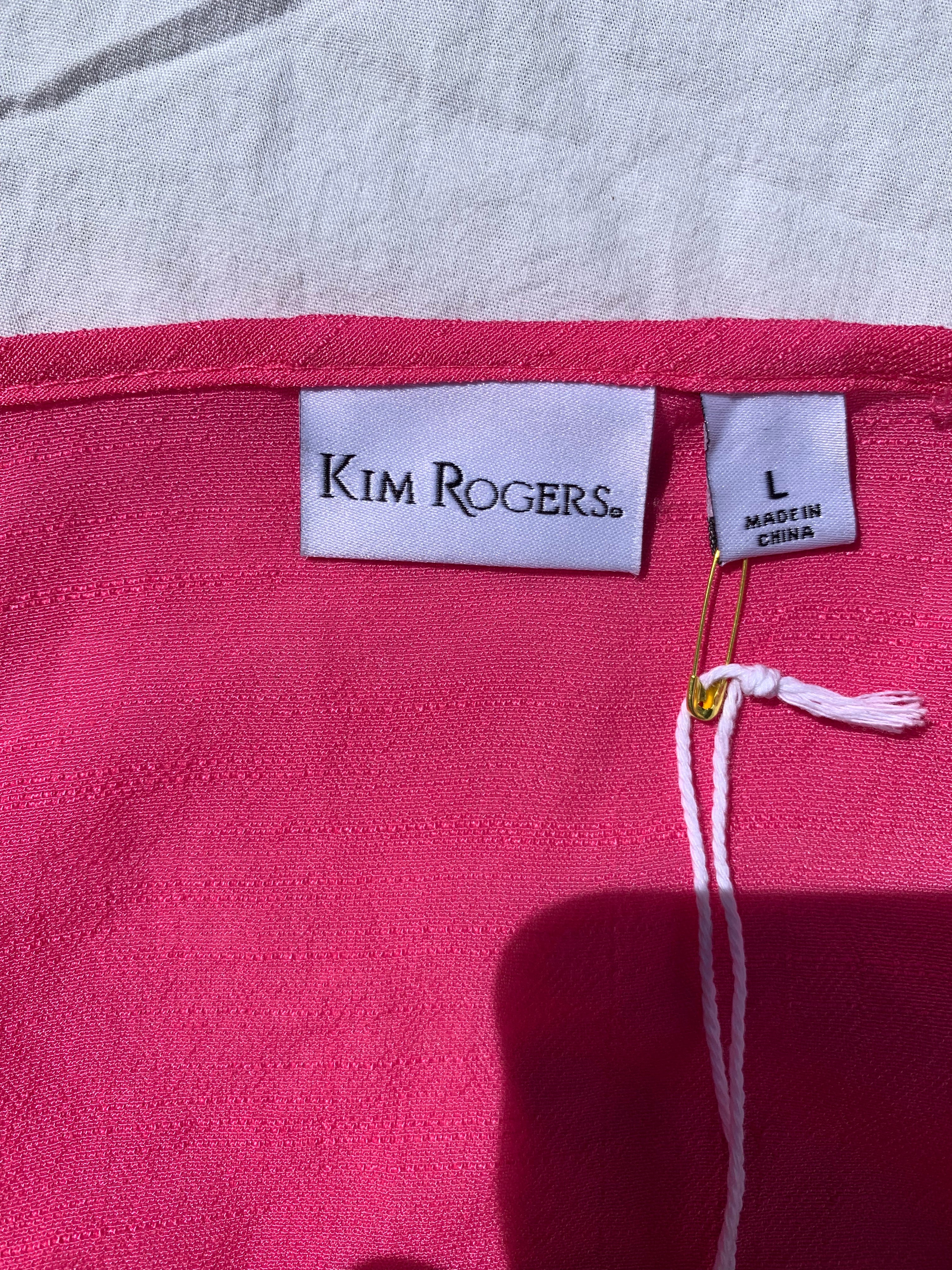Pink 3/4 sleeve button-up blouse
