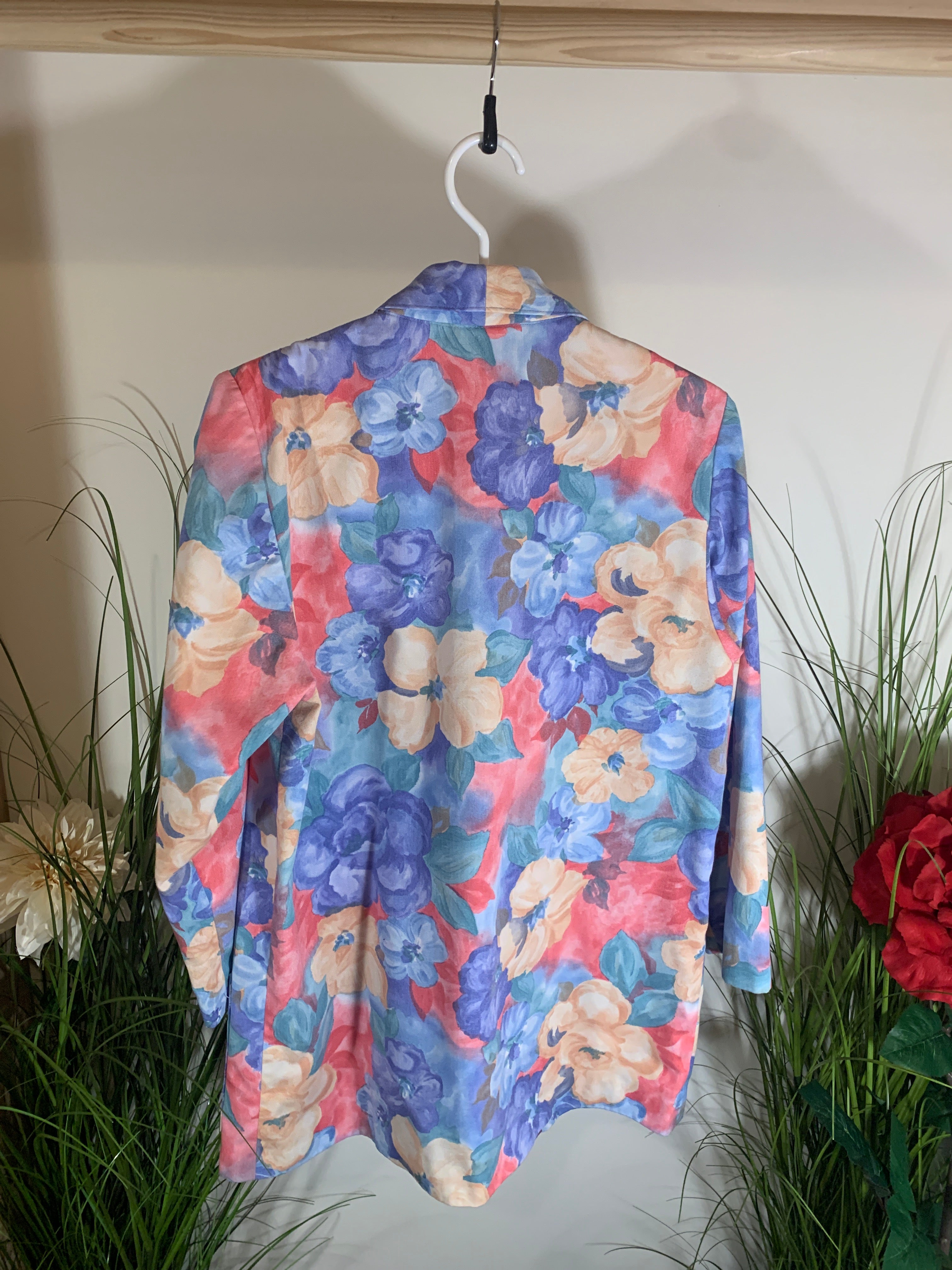 Vintage 80's Multi Colored Pastel Floral Print Blazer