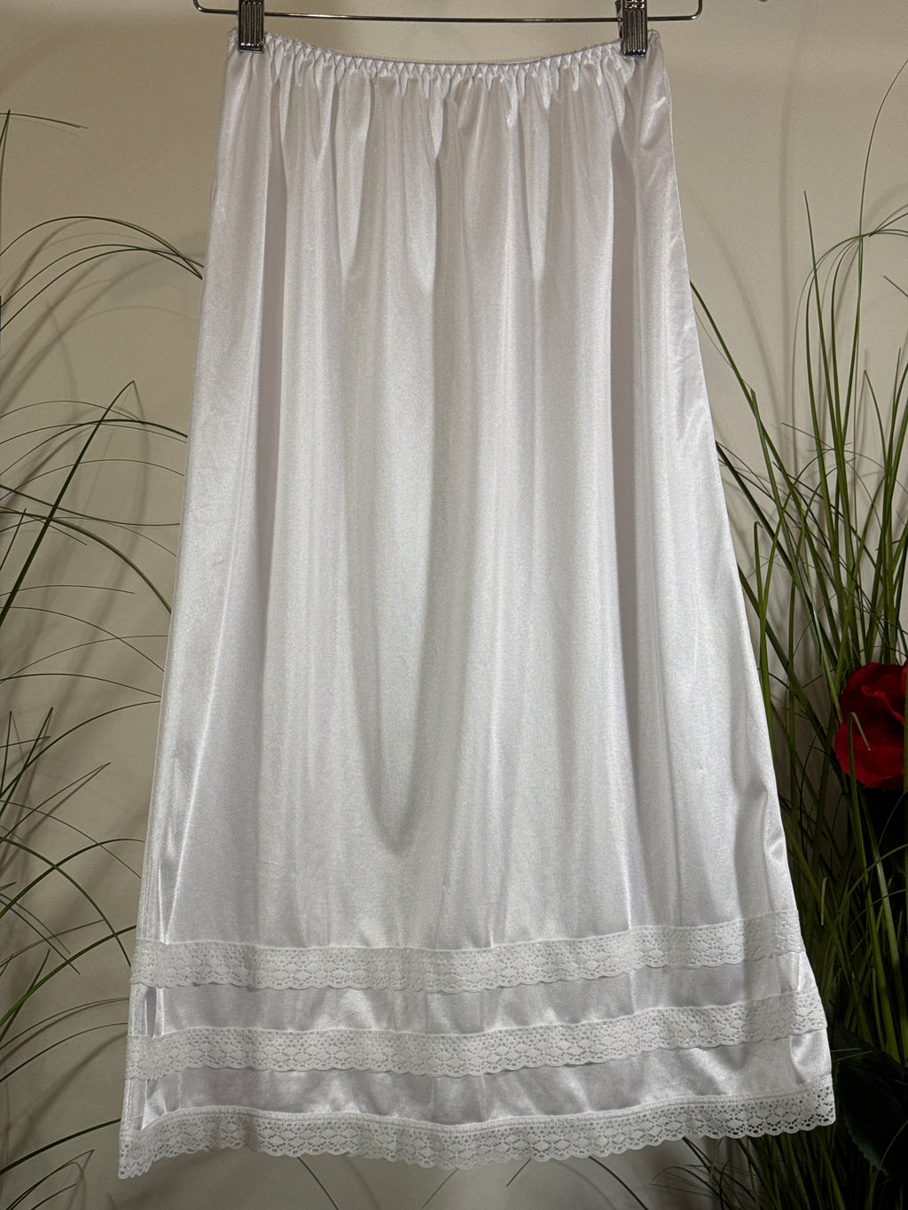 White Half Slip- Lace Trim
