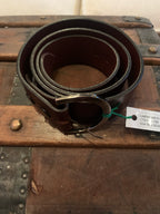 Dark brown Leather belt-pewter toned D buckle: