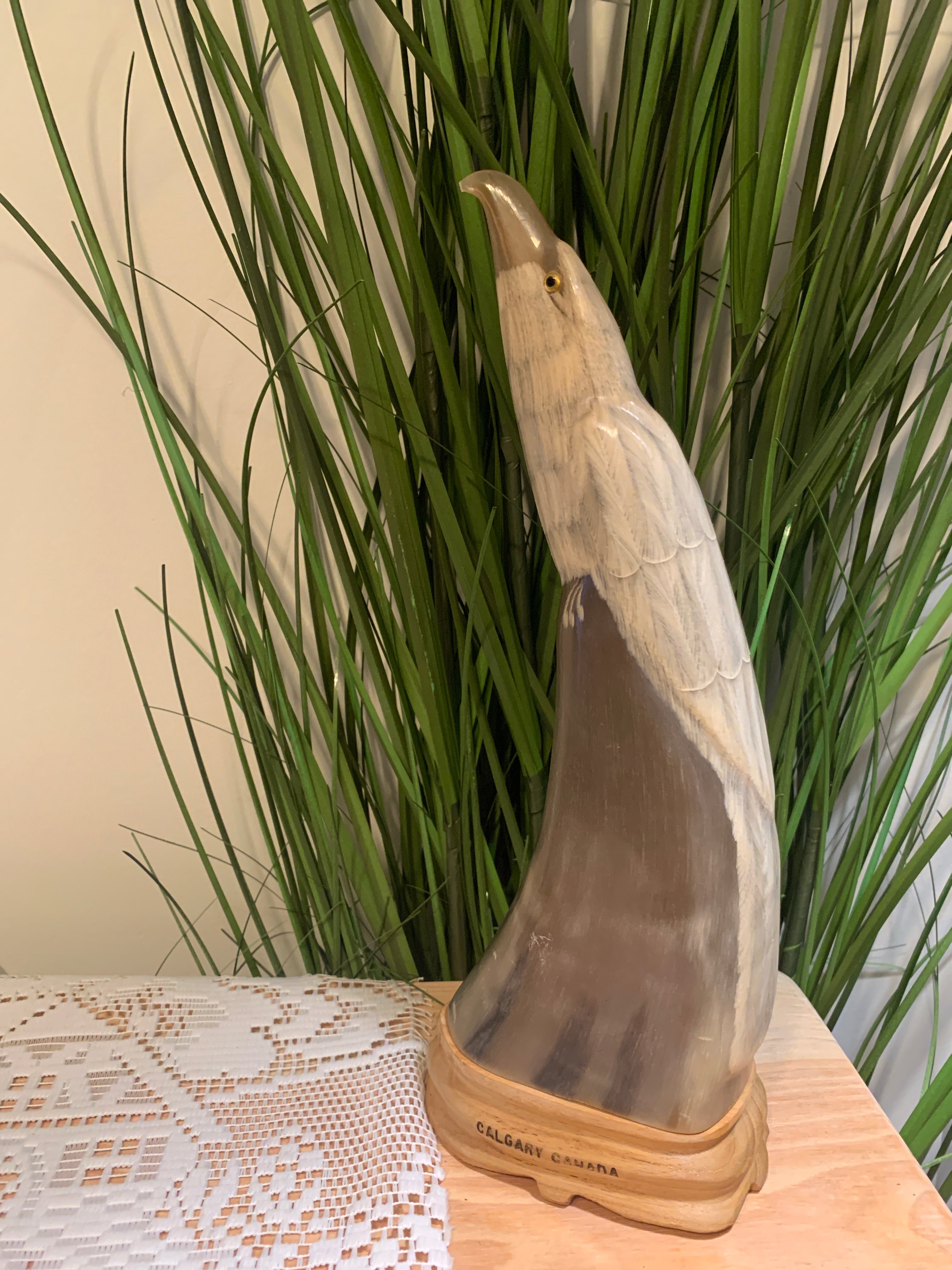 Calgary Made Hand Carved Bald Eagle from Horn
