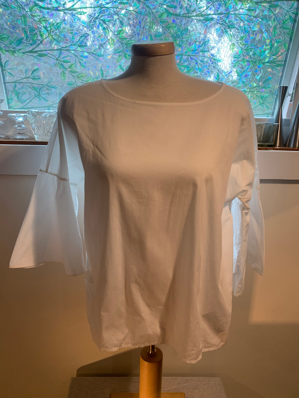 A white Lord & Taylor Pullover Flared Sleeves Blouse