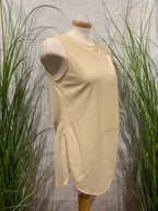 Size M Vintage Wool Blend Marissa Minicucci Light Cream Striped Texture 3 Piece Pant Suit