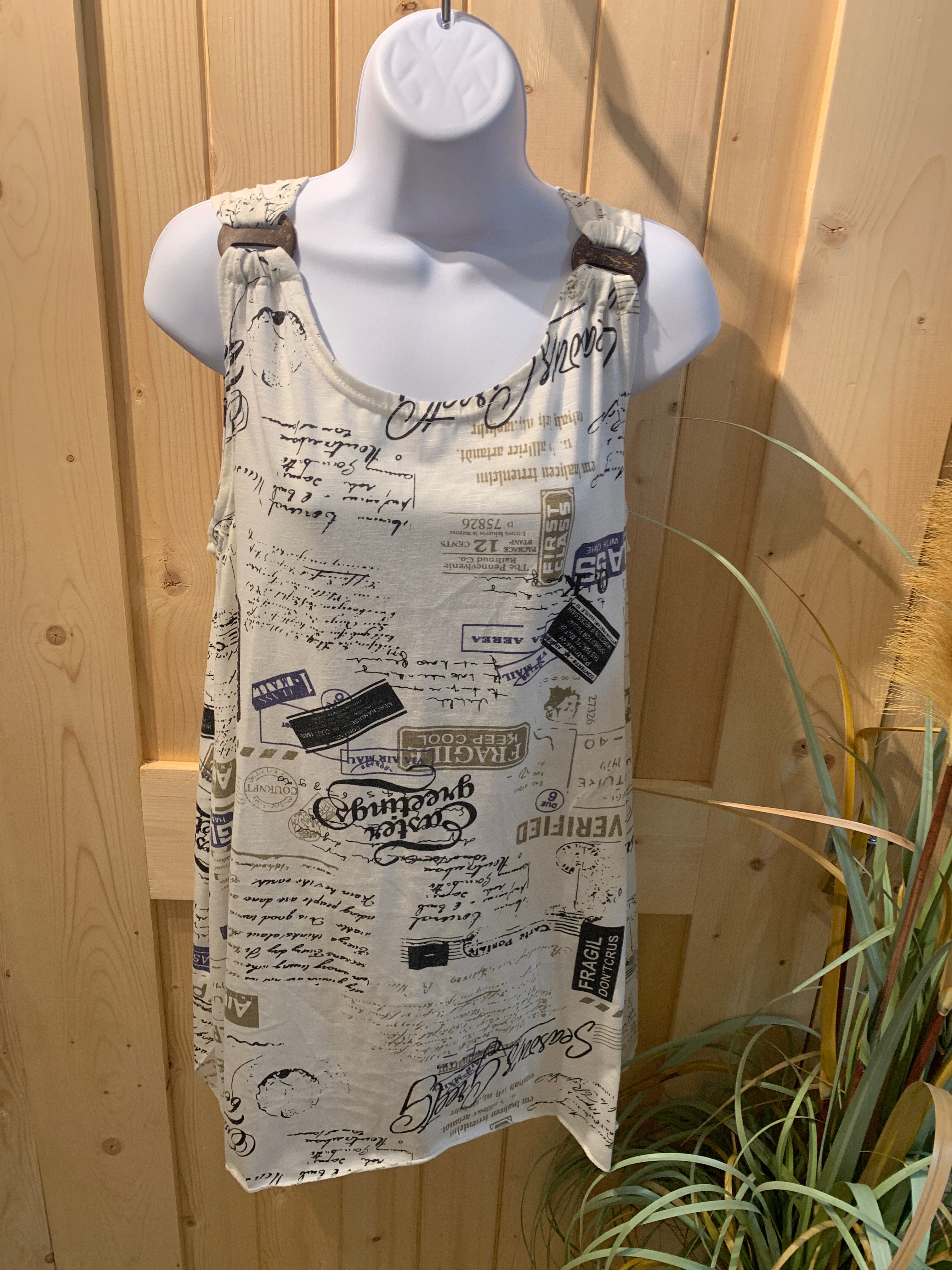 Cherie Bliss Package Print with Coconut Button Accent Straps