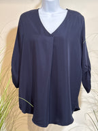 FDJ Navy Blue 3/4 Length Sleeve Blouse
