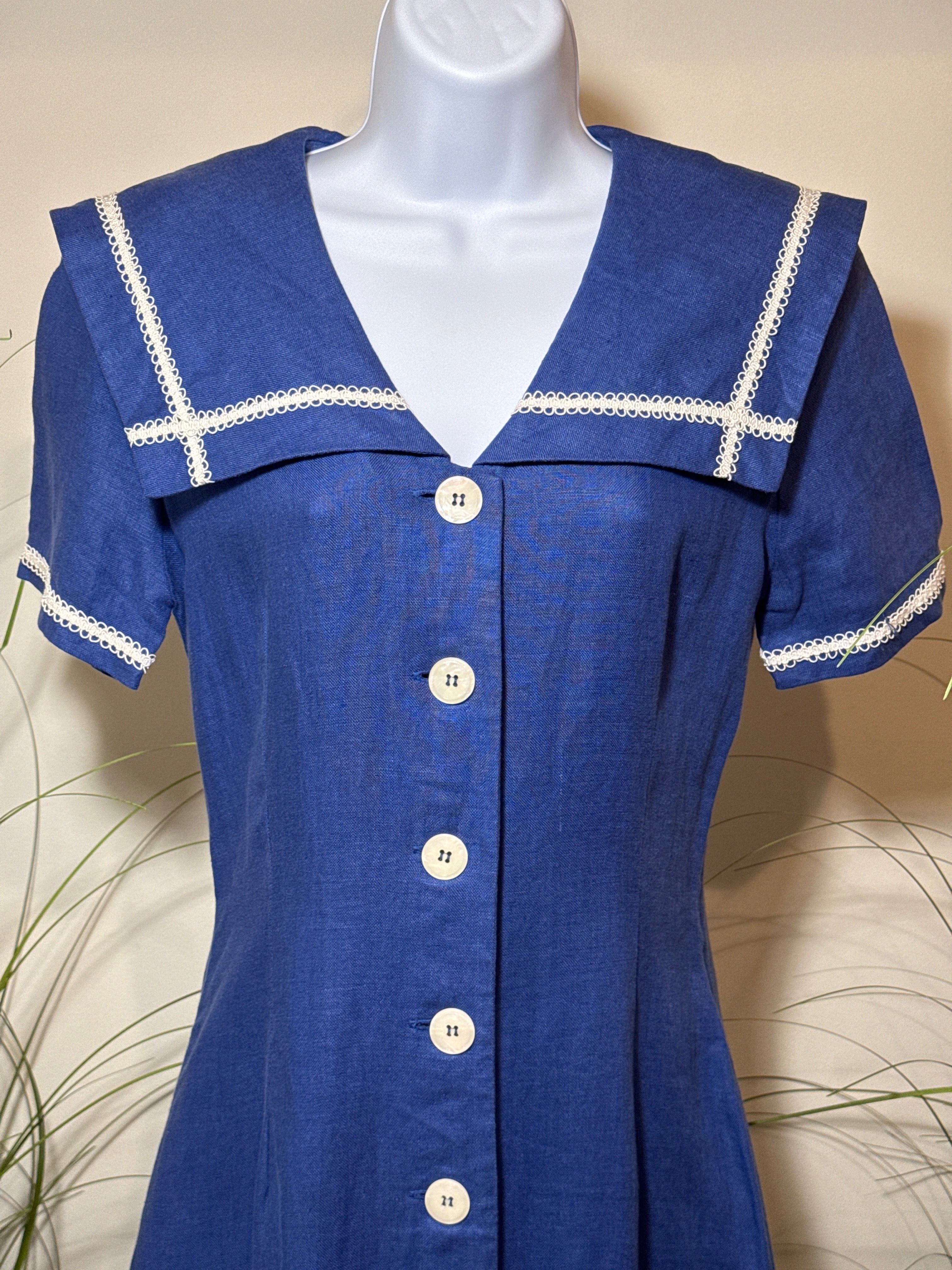 vintage 100% Linen Sailor Collar dress from Suttles & Seawinds