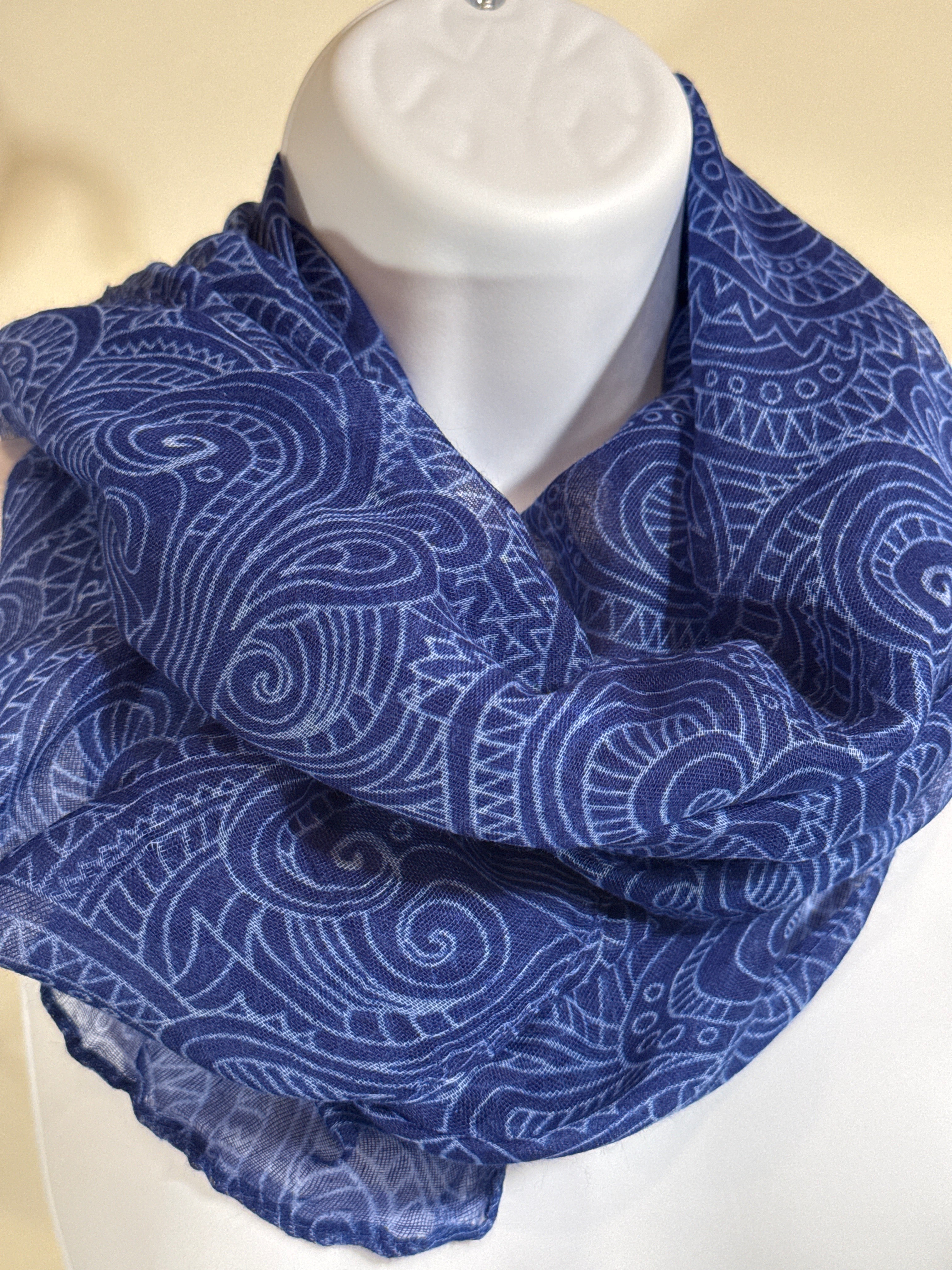 Blue Sheer Pattern Scarf