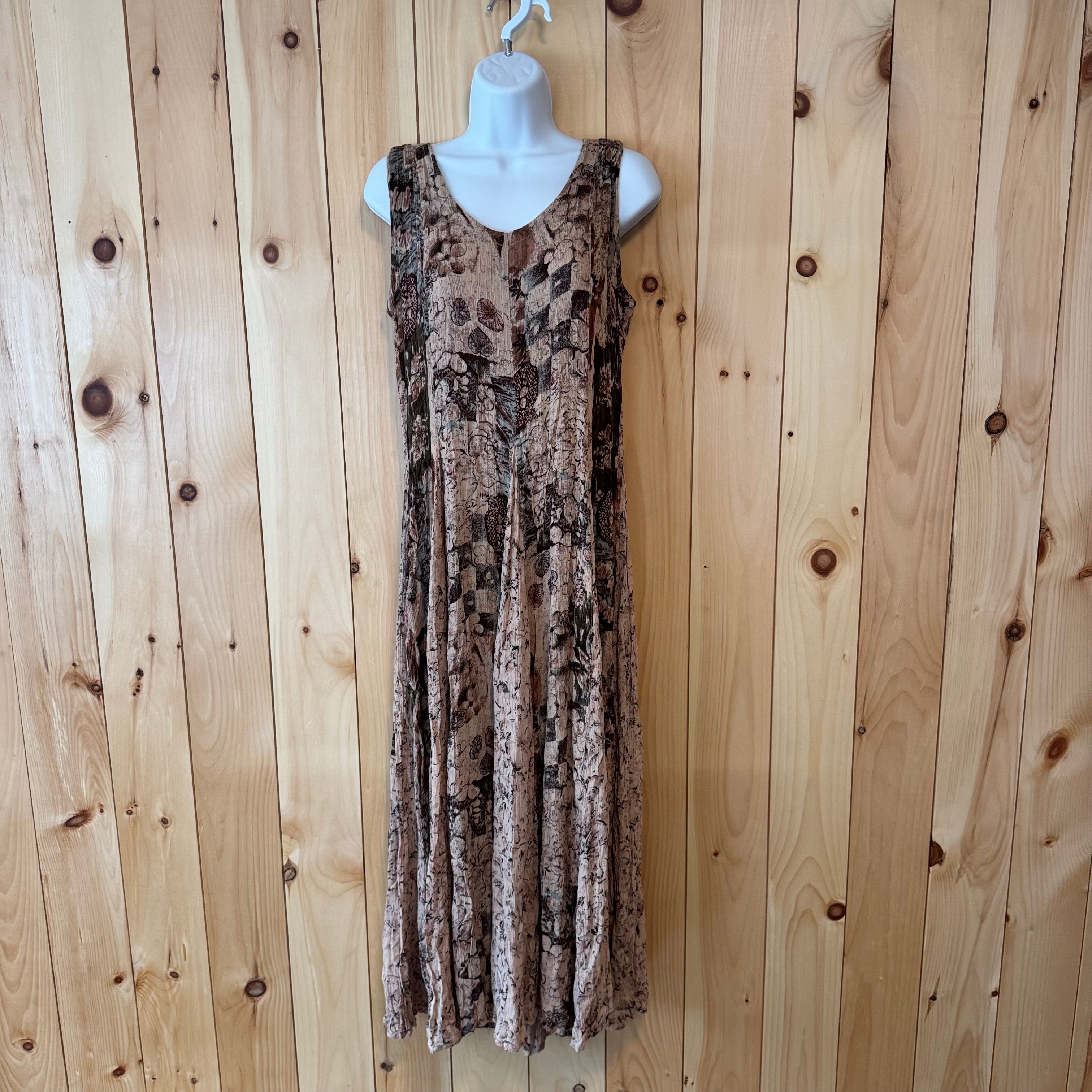 90's Vintage Rayon Long Sleeveless Dress