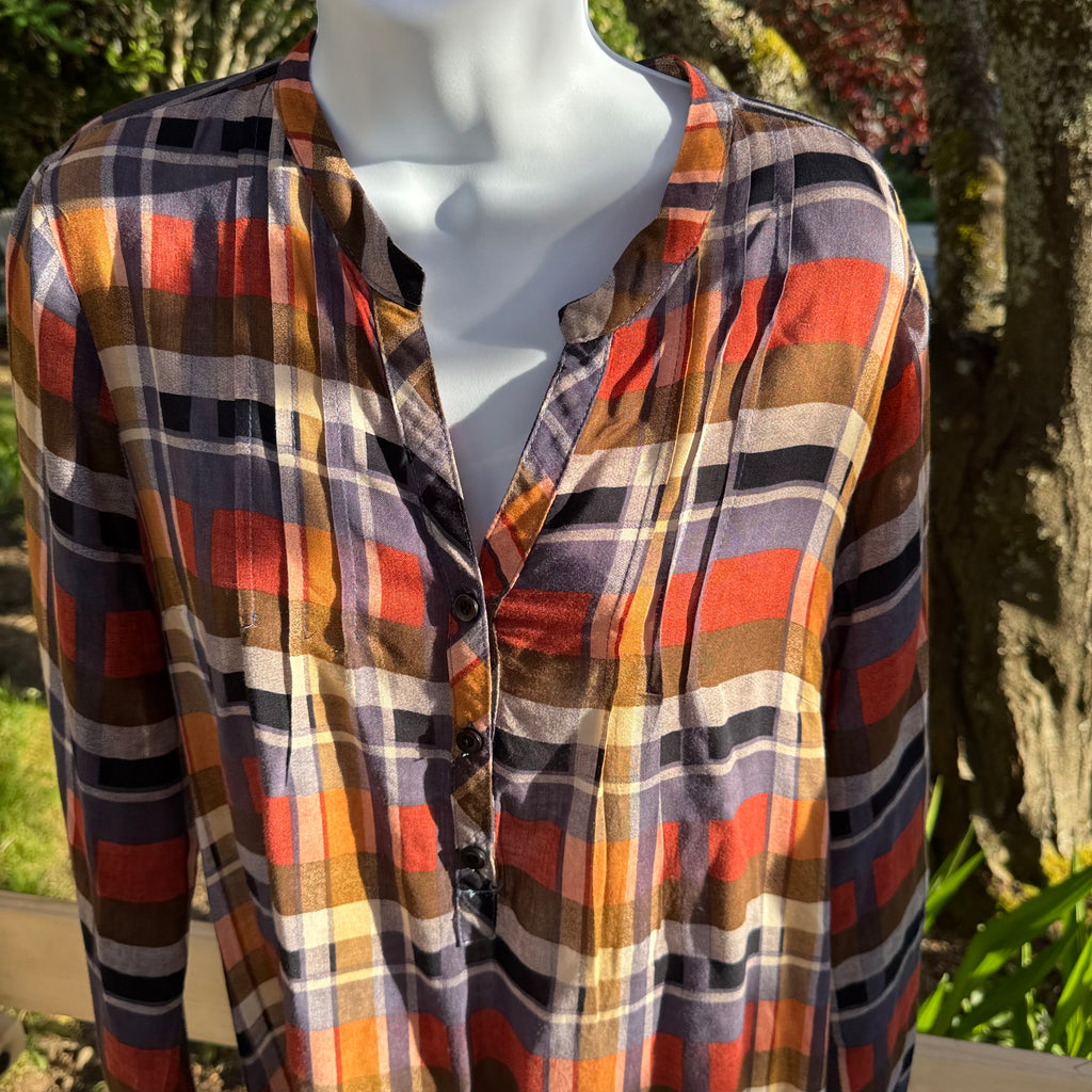 Plaid Rayon Dress Size L