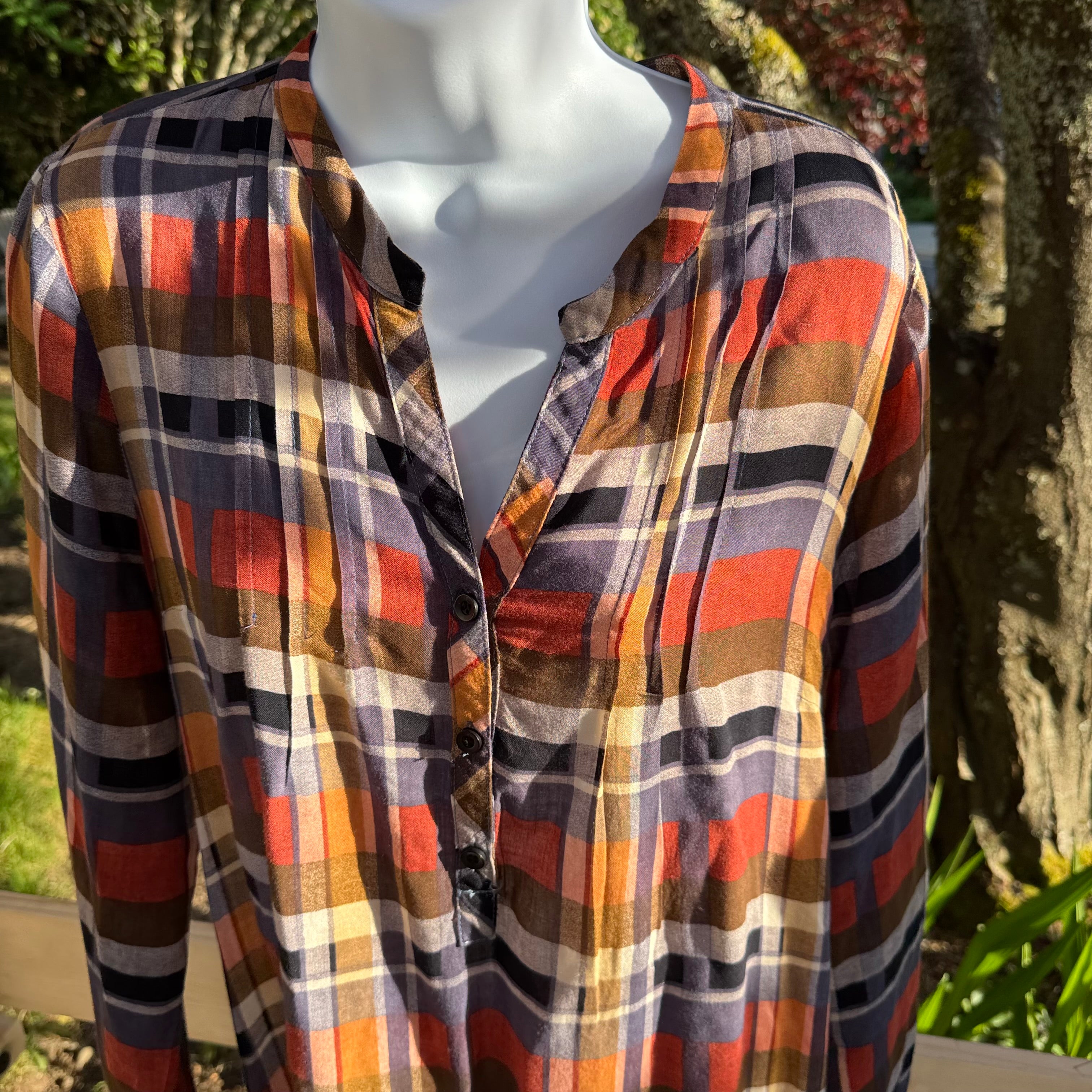 Plaid Rayon Dress Size L