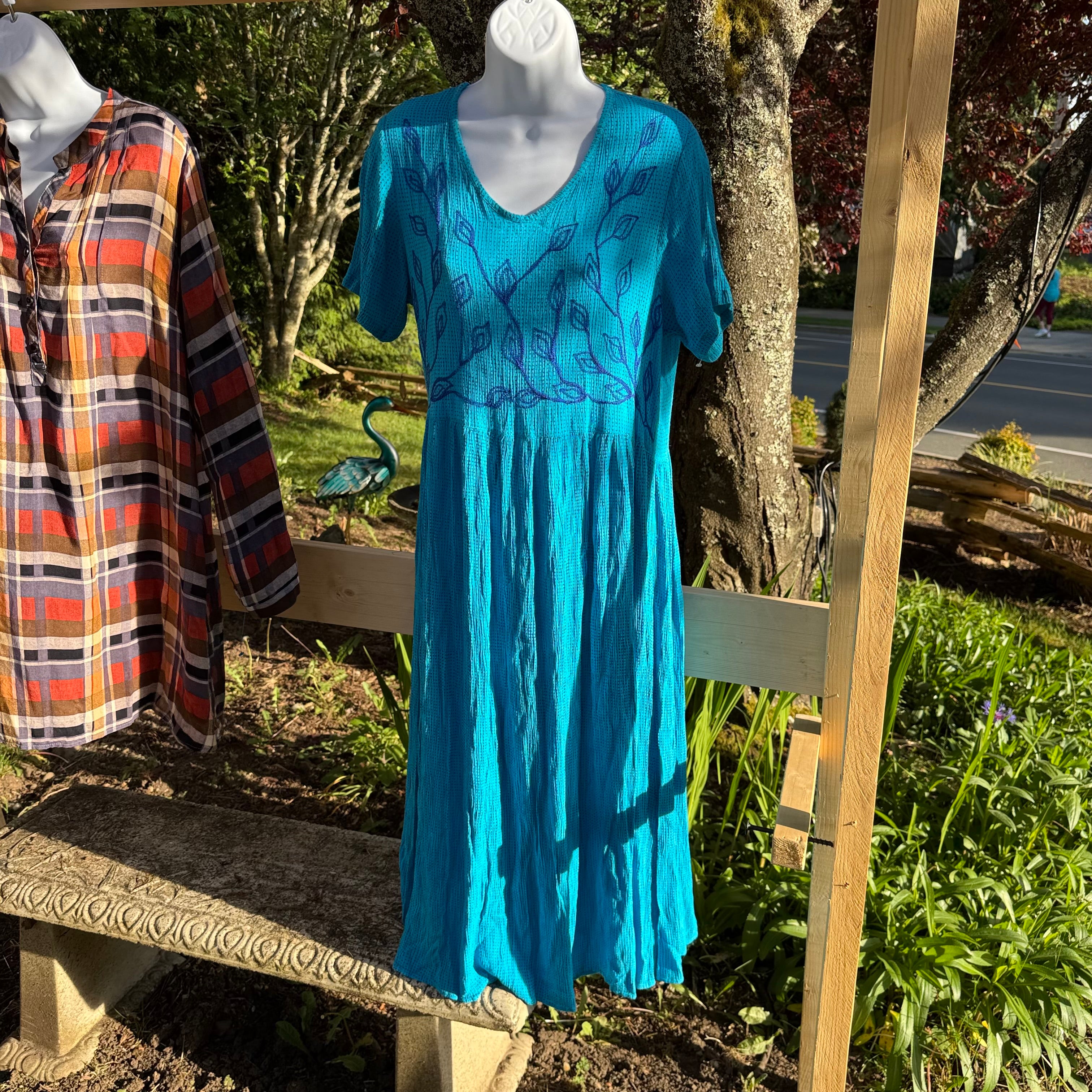 Rayon Turquoise Dress Size Large