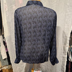 Size 12 Jessica Sheer Ruffle Front Button Up Blouse