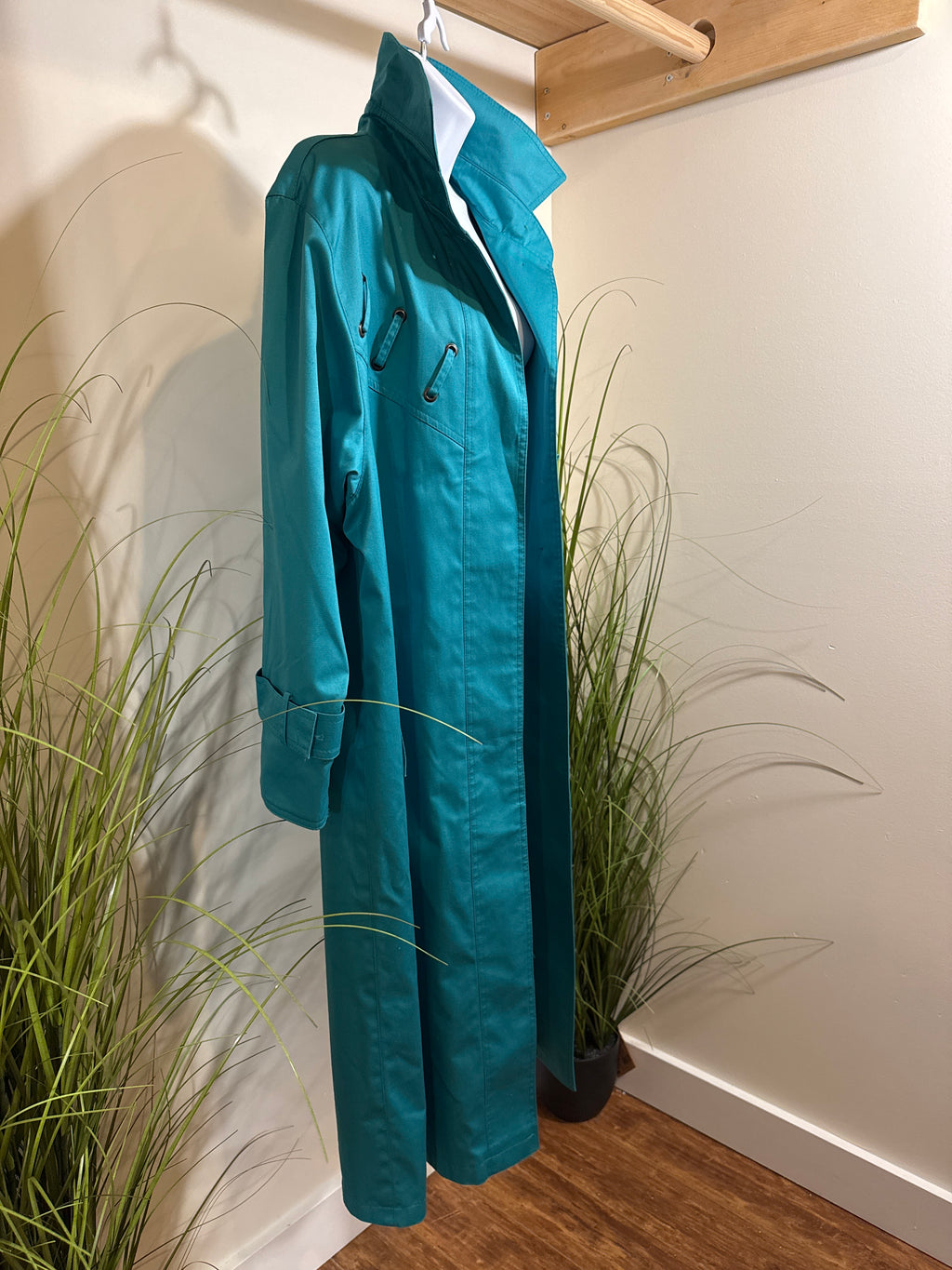 Vintage Malber-ette 1980’s Teal Trench Coat