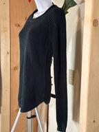 Forest green long sleeve sweater-  rolled collar
