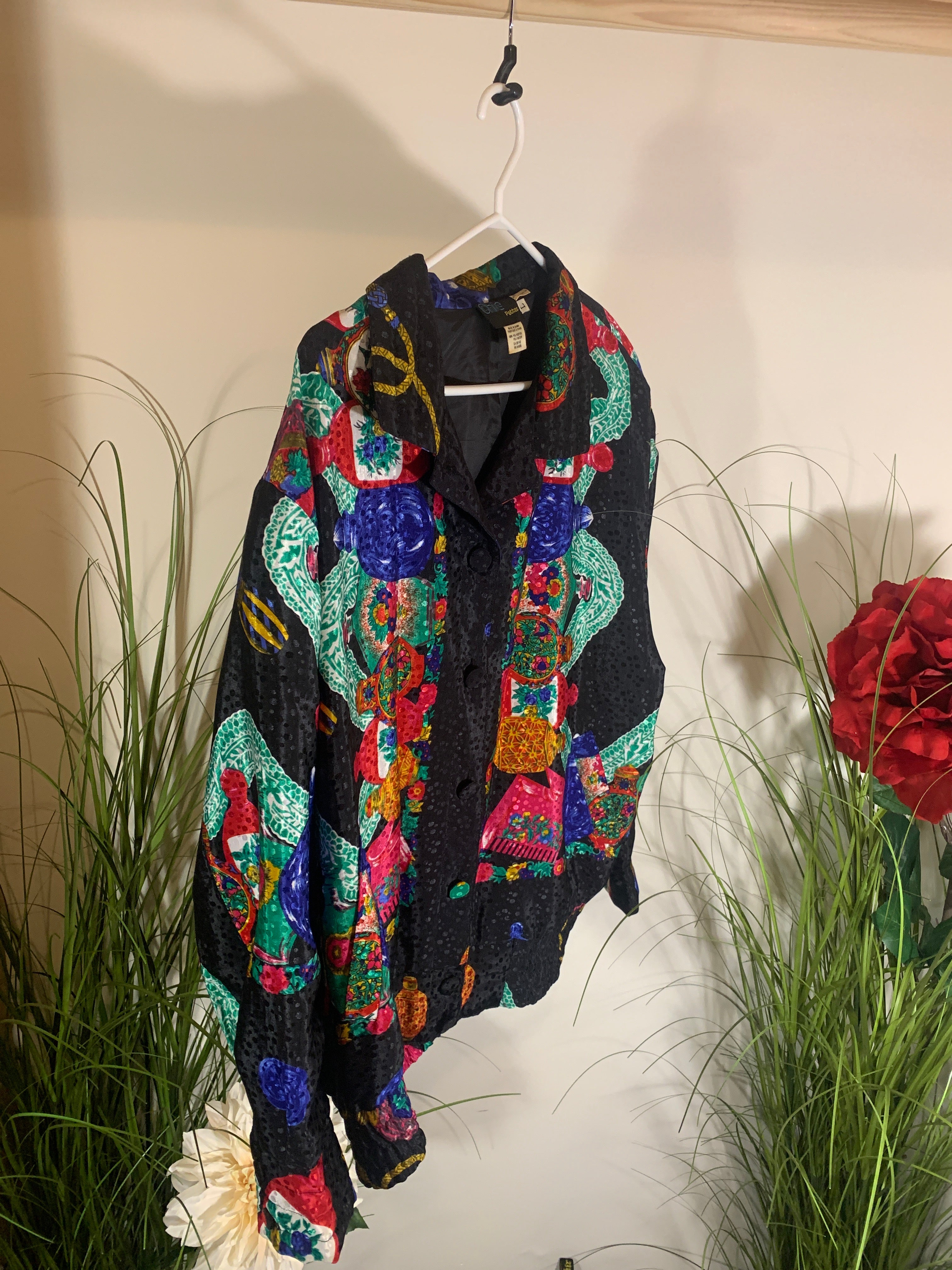 Size L Vintage 80's Vibrant Design Chic Petites Jacket