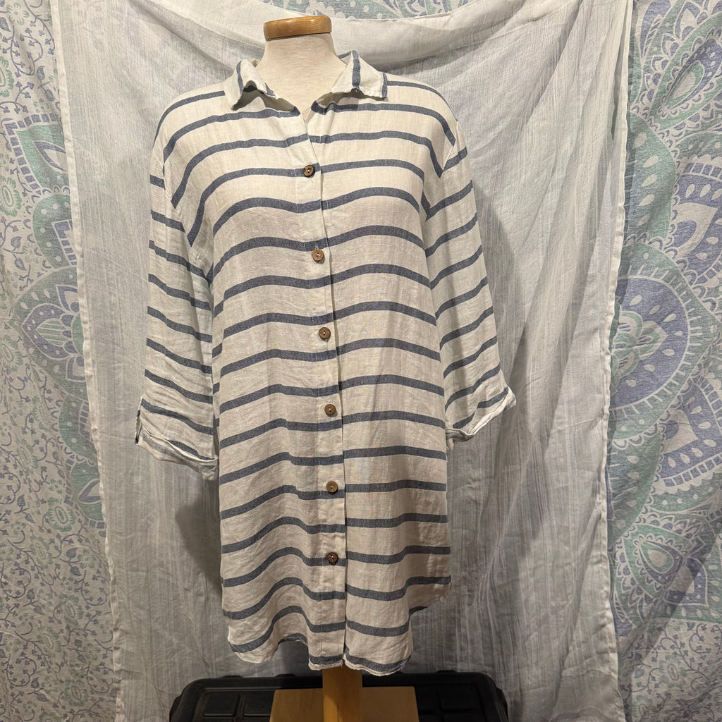 Size L 100% Linen Viola Borghi Made in Italy Button Up Dress
