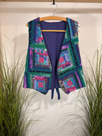 Vintage Patchwork Vest- Heart Shaped Buttons