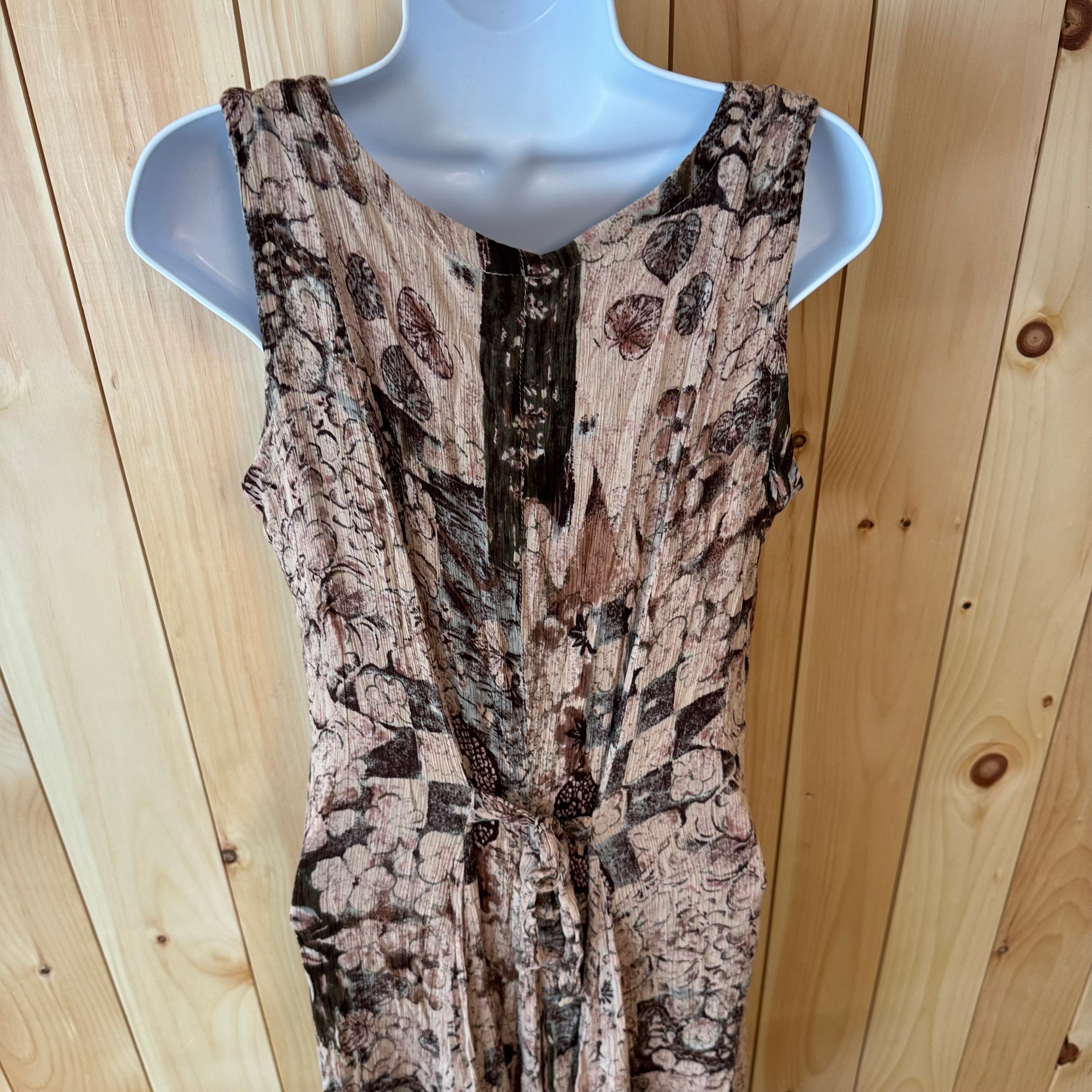 90's Vintage Rayon Long Sleeveless Dress