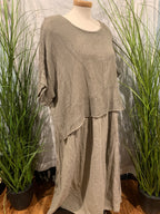 Italian Lagenlook 100% Cotton Dress with Under Dress and Mesh Top