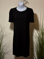 Black Puff Shoulder Shift Dress- Goth- Mod- Chic