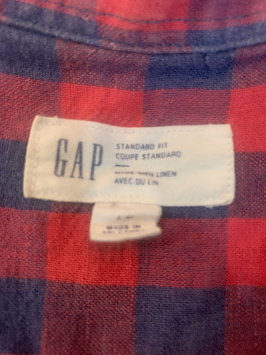 Size L Men's Gap Short Sleeve Checkered Button Up Shirt