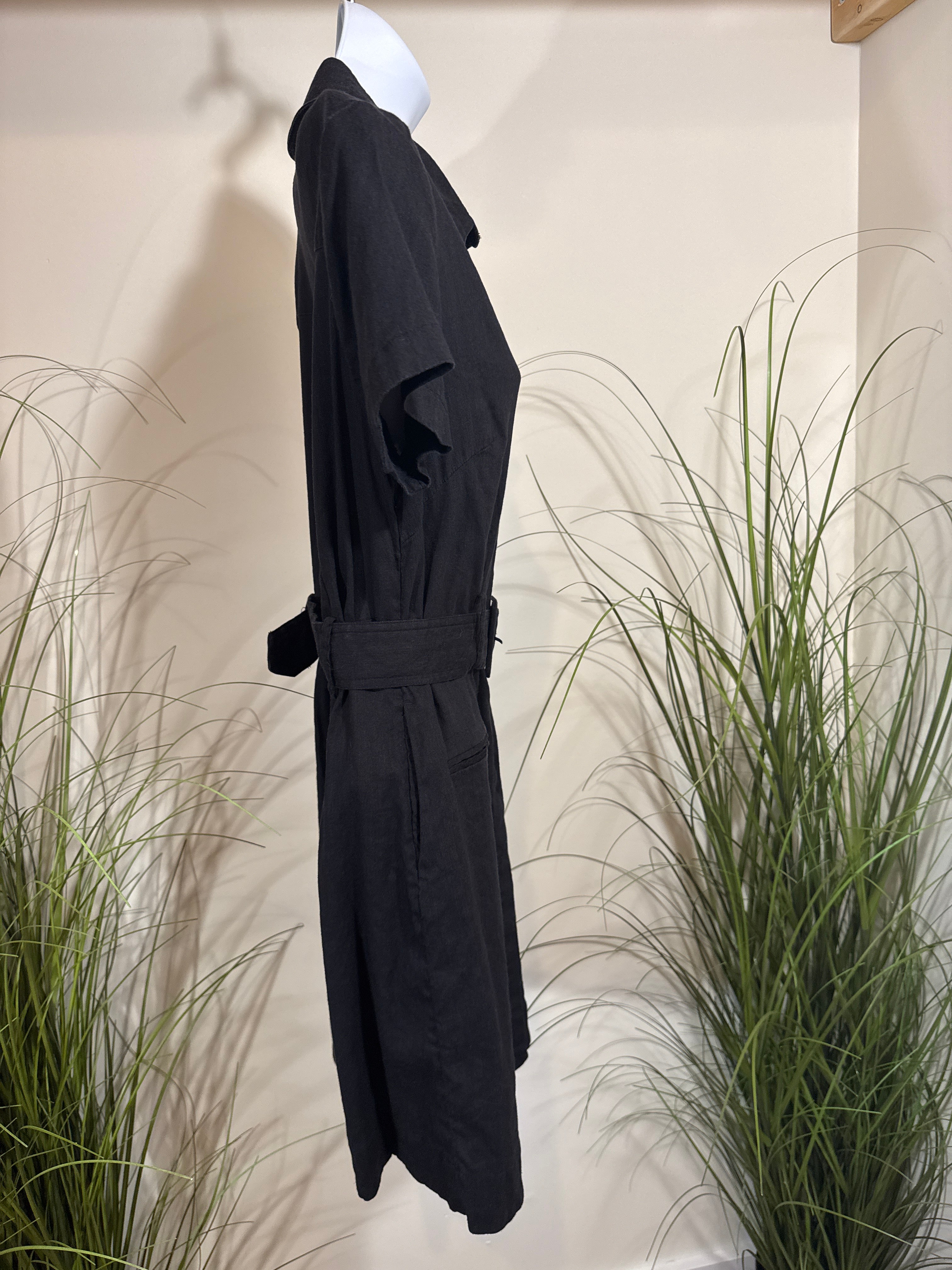 Halston Short Sleeve Shirt Dress- Linen Rayon Blend