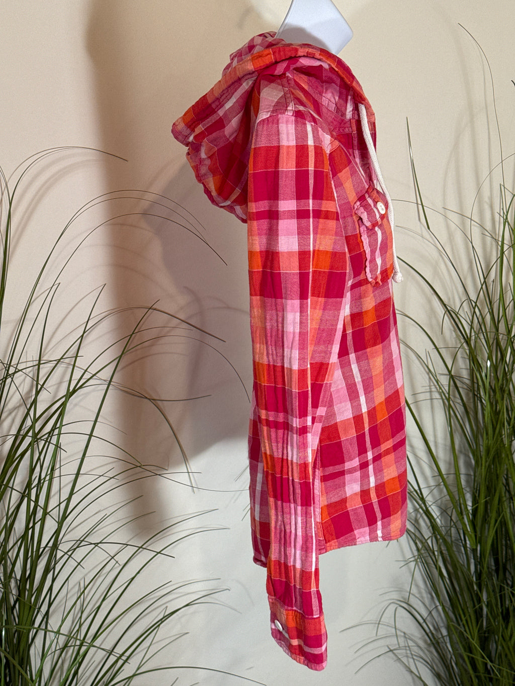 AEROPOSTALE hoodie button-up shirt - gingham & plaid