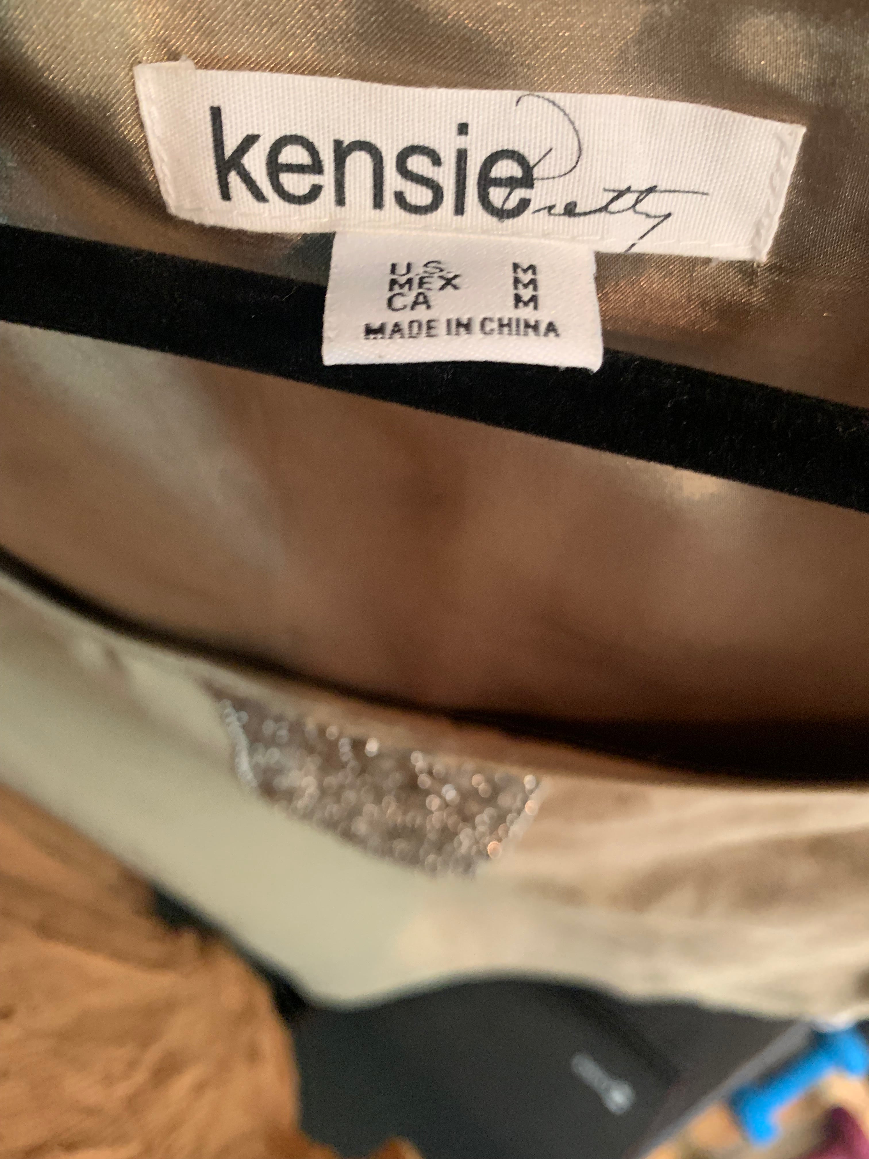 Size M Kensie Pretty Sequin Detailed Linen/Silk/ Cotton Blend Tank