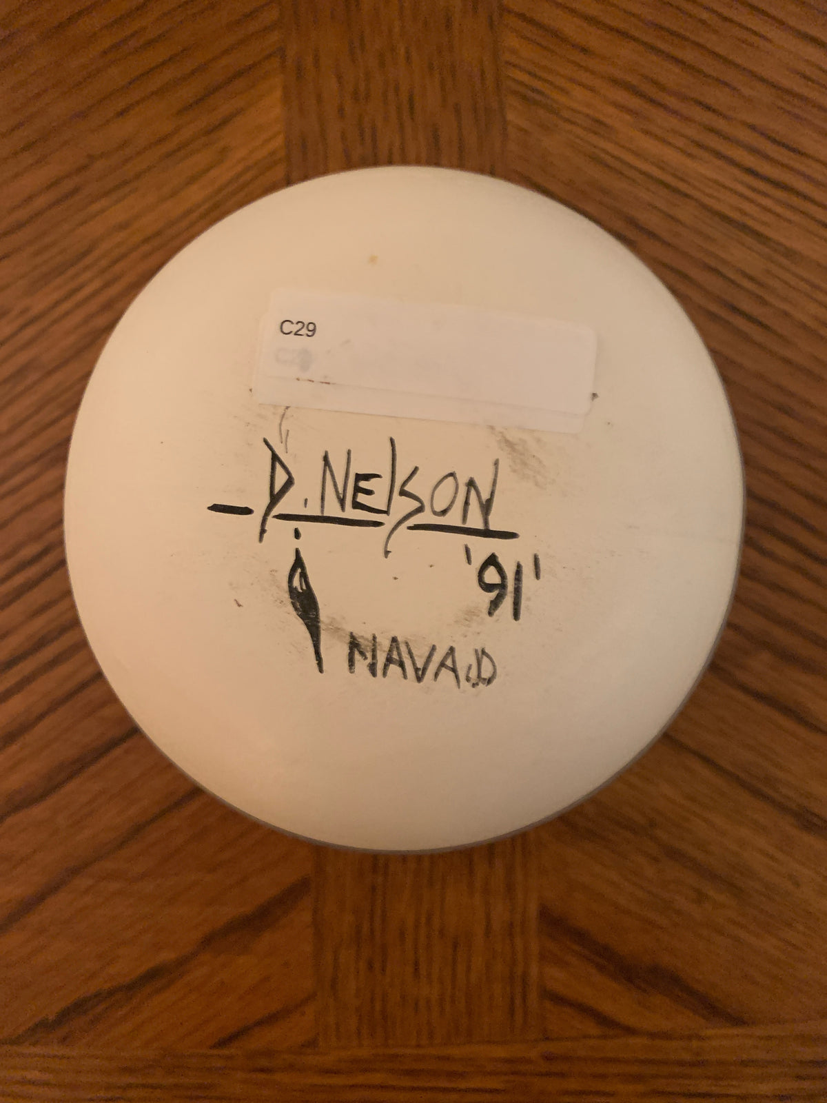 Hand-painted Navajo polychrome seed pot / vessel, signed on the bottom by artist D. Nelson and dated 1991