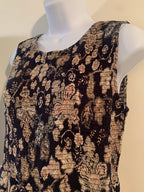Size M 100% Viscose Andrew Marc Black Floral Print Sleeveless Jumper