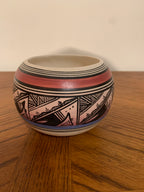 Hand-painted Navajo polychrome seed pot / vessel, signed on the bottom by artist D. Nelson and dated 1991
