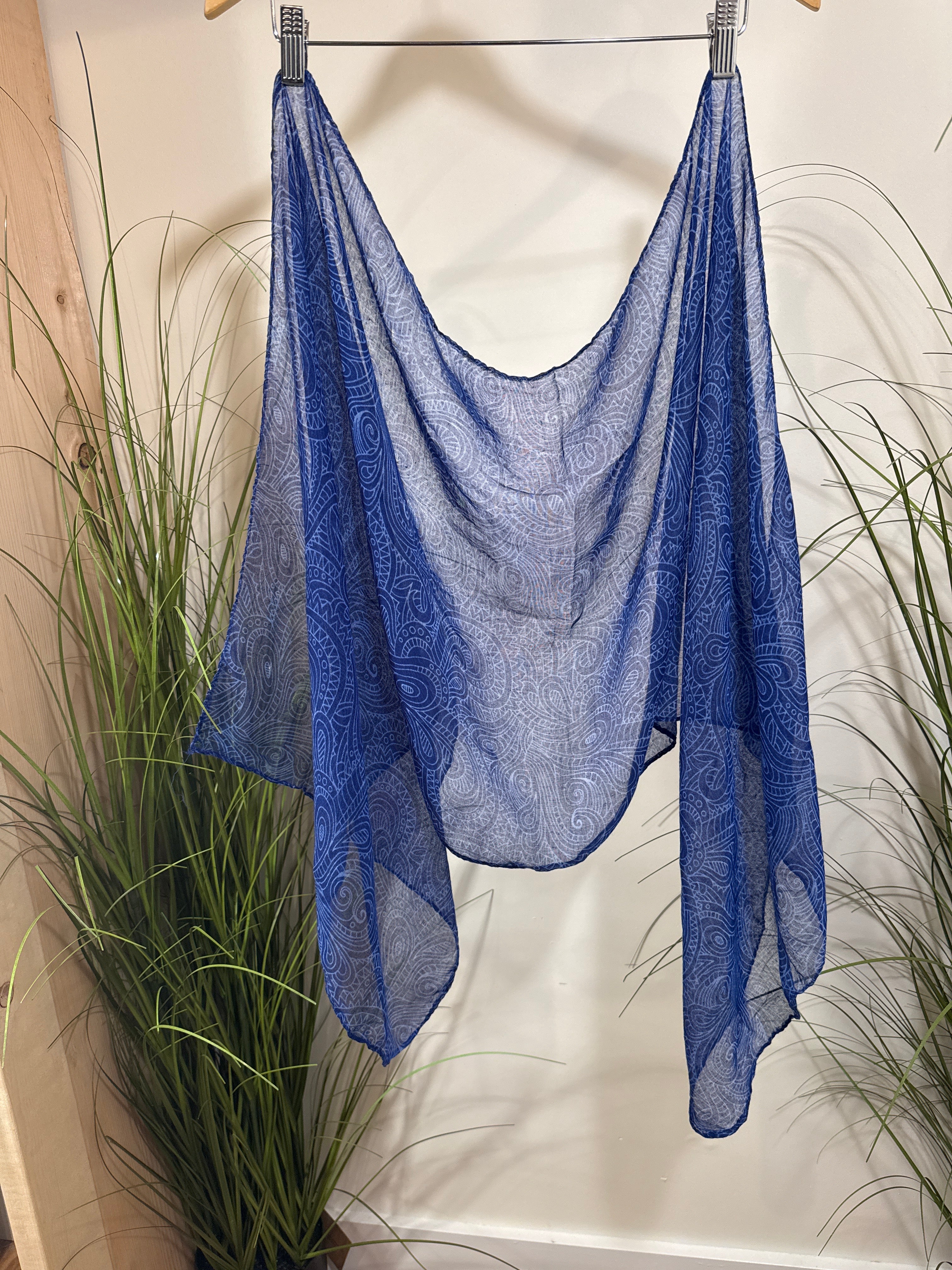 Blue Sheer Pattern Scarf