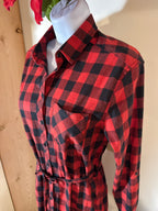 BC Clothing Women Checkered, Long Sleeve Shirt Dress