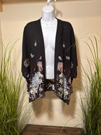 Aritzia Black Floral Kimono Style Cardigan