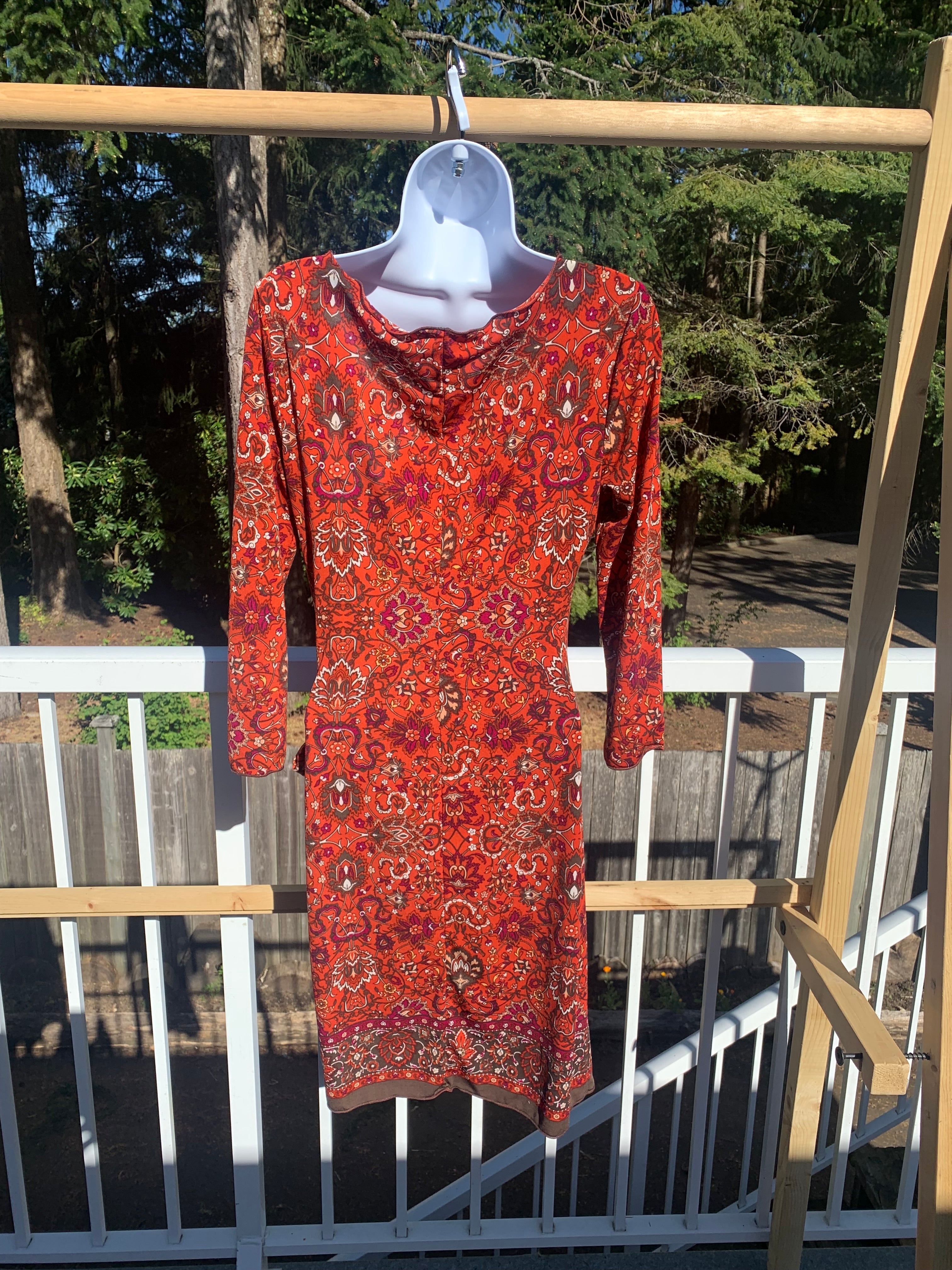 Max Studio long sleeve dress- Rust
