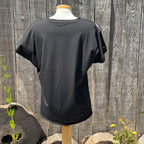 Size L Evidence Short Sleeve Abstract Polka Dot Waste Drawstring Blouse