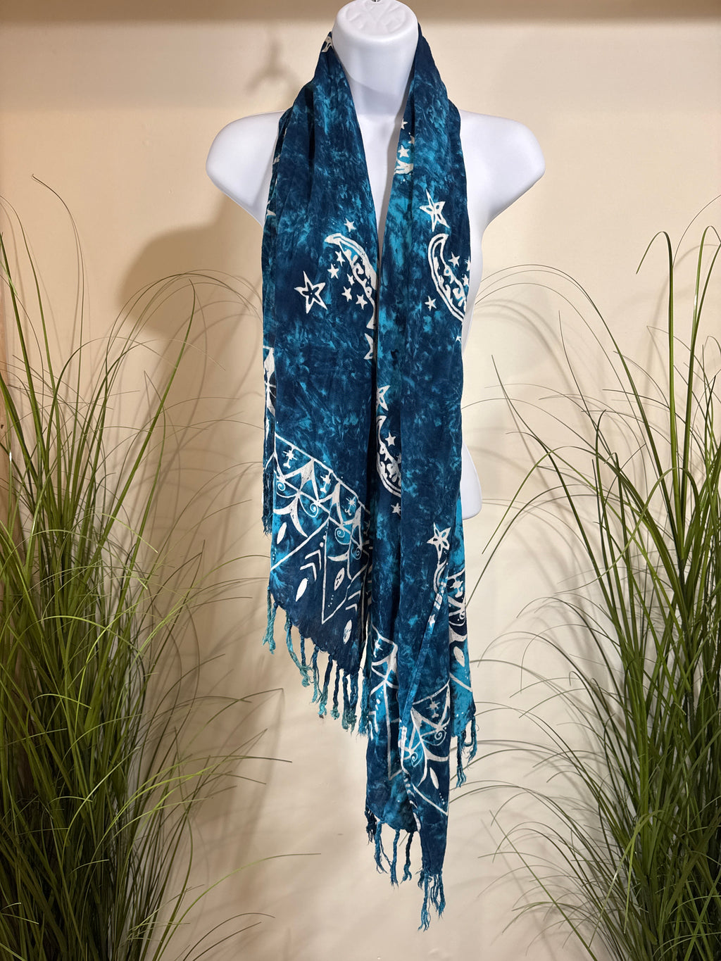 Blue Sheer Pattern Scarf