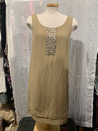 Size M Kensie Pretty Sequin Detailed Linen/Silk/ Cotton Blend Tank