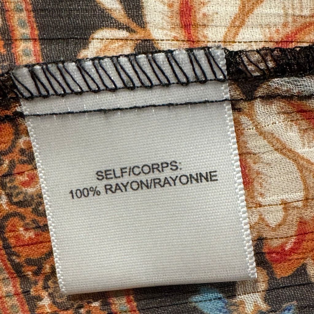Size L Rose + Olive 100% Rayon Sheer Boho Blouse