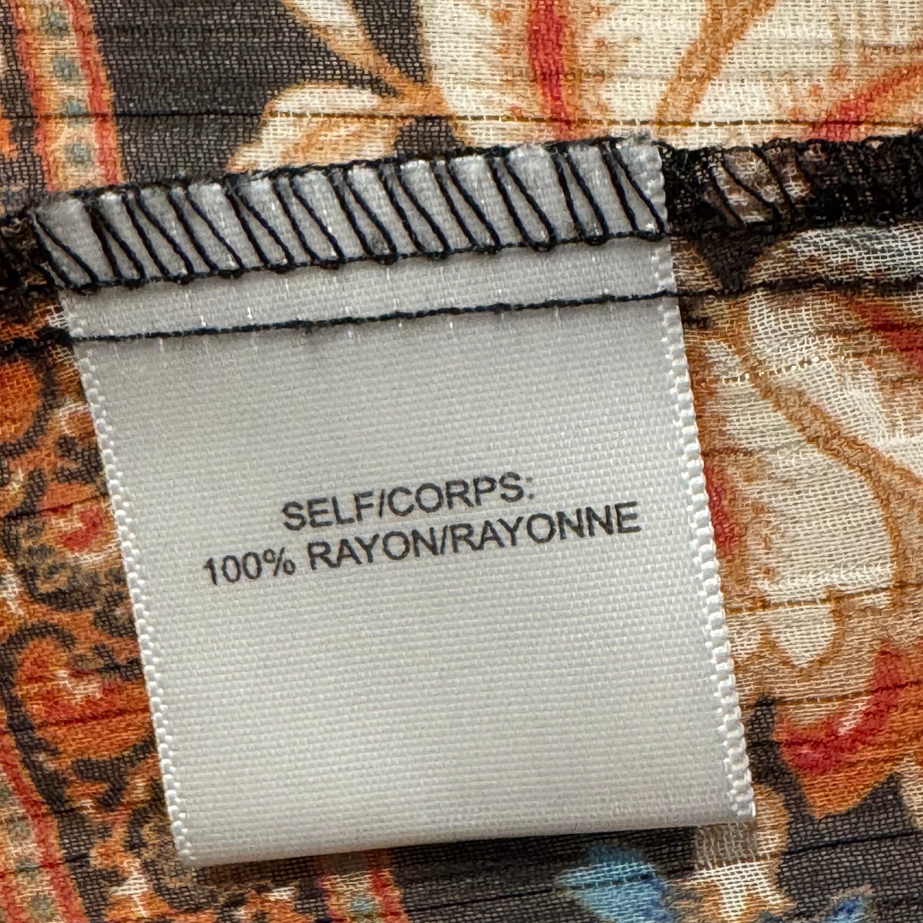 Size L Rose + Olive 100% Rayon Sheer Boho Blouse