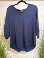 FDJ Navy Blue 3/4 Length Sleeve Blouse