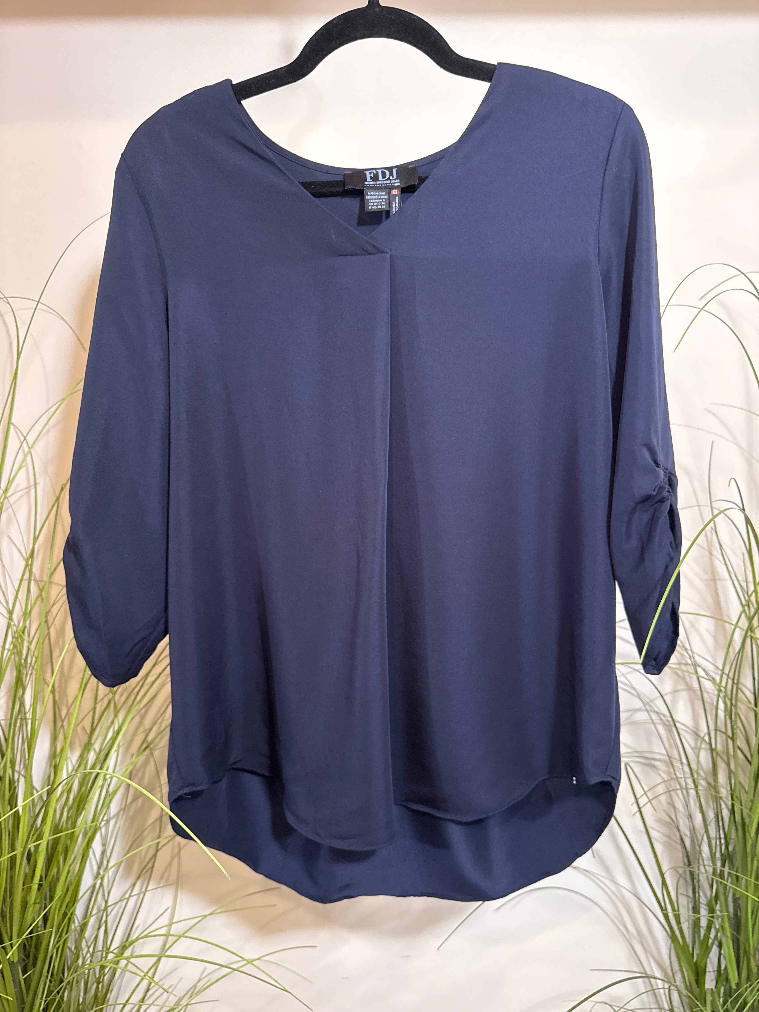 FDJ Navy Blue 3/4 Length Sleeve Blouse